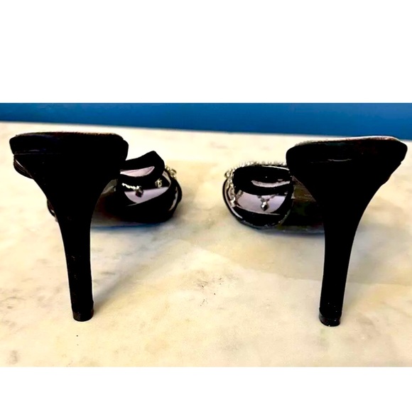 🪩SUMMER RIO🪩 DANGELING RHINESTONE STRAPPY SLING BACK 4” HEEL SANDALS NWOB - Picture 6 of 7